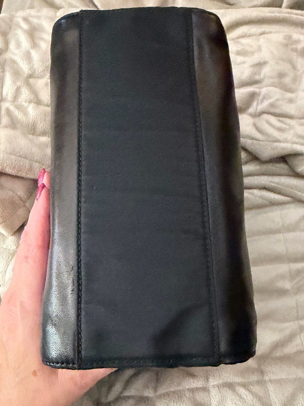 PRADA Black Leather Shoulder Bag w/Leather & Gold Chain Straps & 3 Large Pockets - Picture 13 of 13